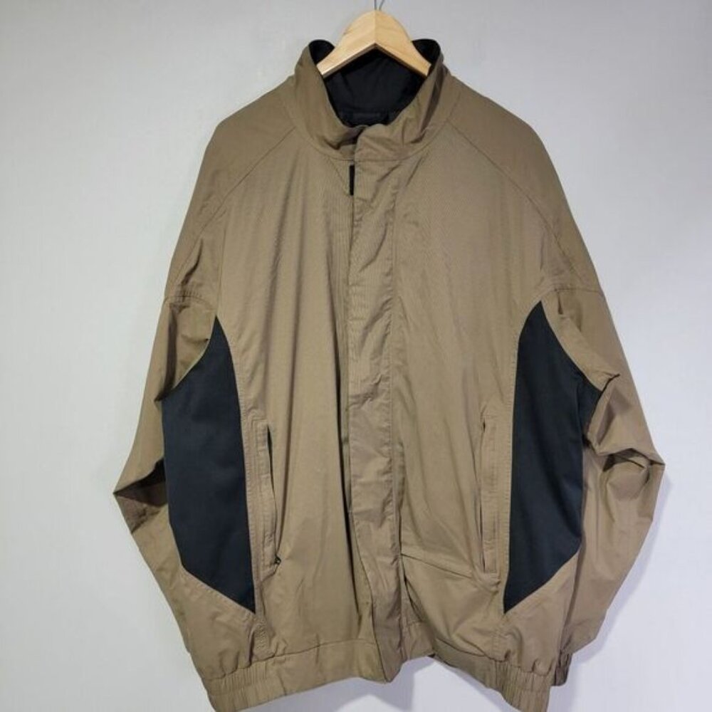 FootJoy DryJoys Tan Black Full Zip Windbreaker Jacket Mens Size XL Golf Outdoors